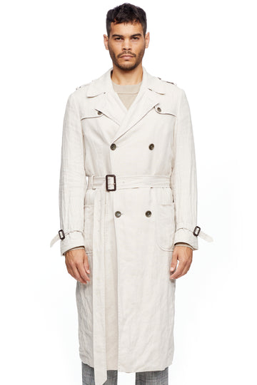 Ecru Linen Trench Coat