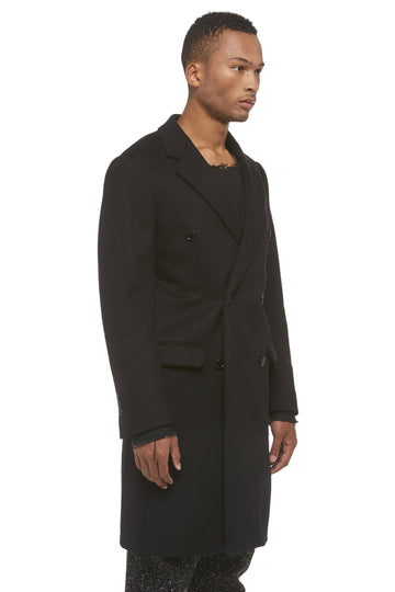 Black Wool DB Overcoat