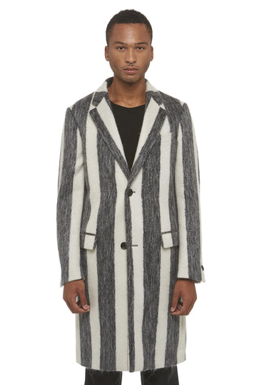 Black and White Mohair Overcoat