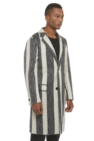 Black and White Mohair Overcoat