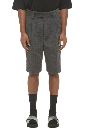 Grey Wool Drop Crotch Shorts