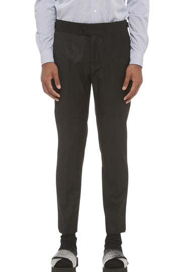 Black Wool Tuxedo Trouser