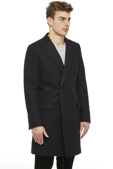 Navy Wool DB Overcoat