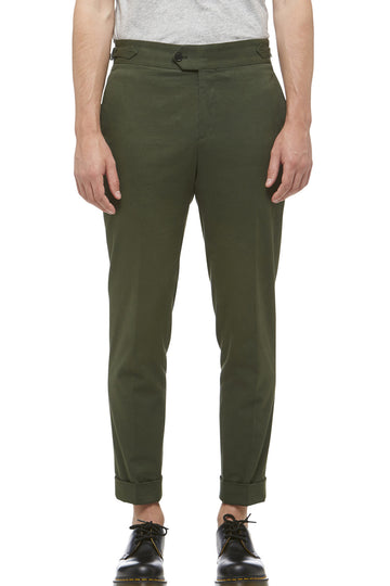 Green Cotton Cuffed Trouser