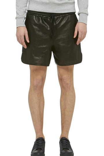 Black Leather Track Shorts
