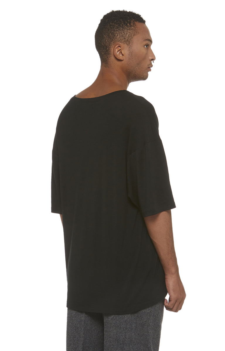 Black Merino Drop Shoulder T-Shirt