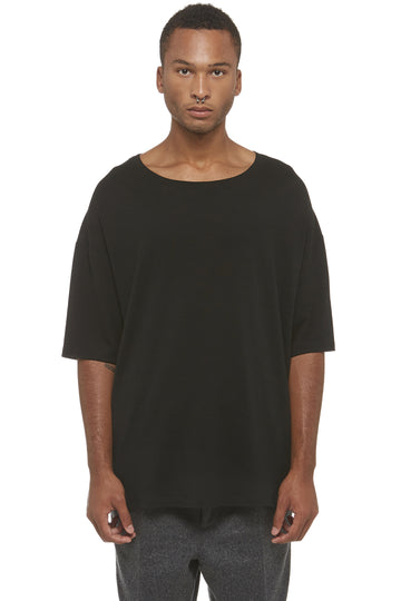 Black Merino Drop Shoulder T-Shirt