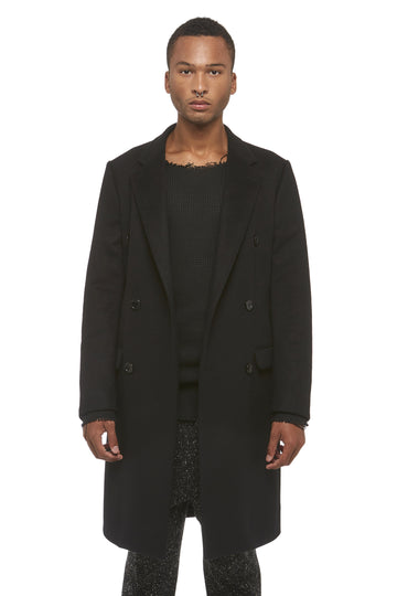 Black Wool DB Overcoat