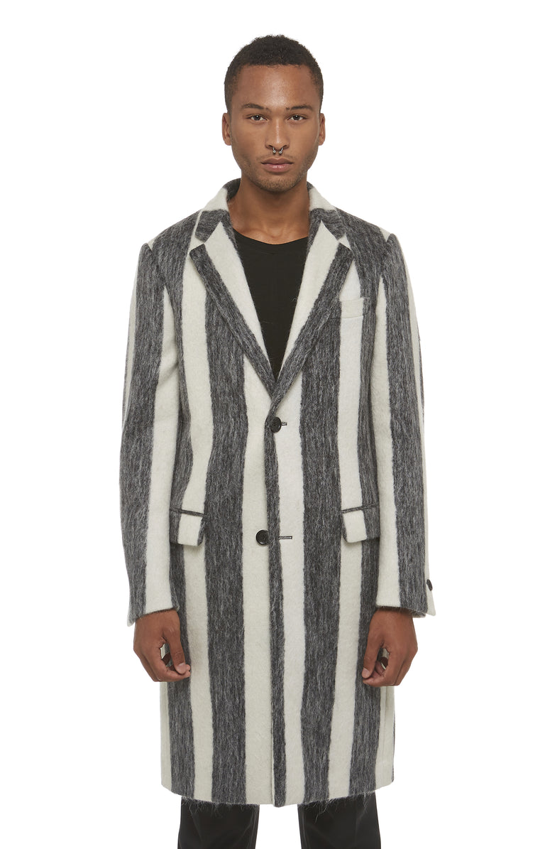 Black and White Mohair Overcoat