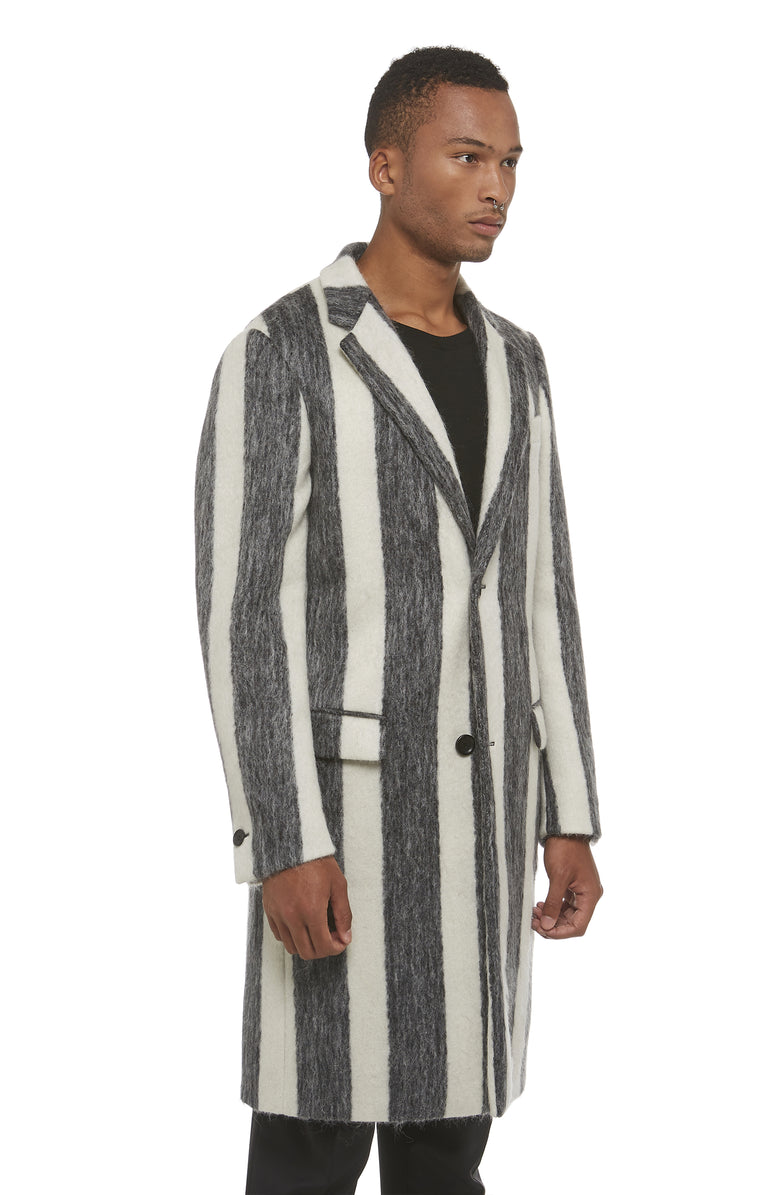 Black and White Mohair Overcoat
