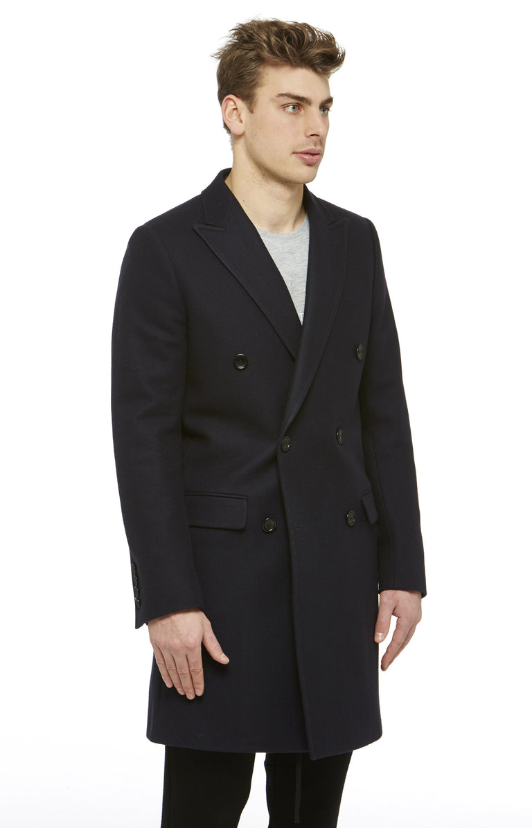 Navy Wool DB Overcoat