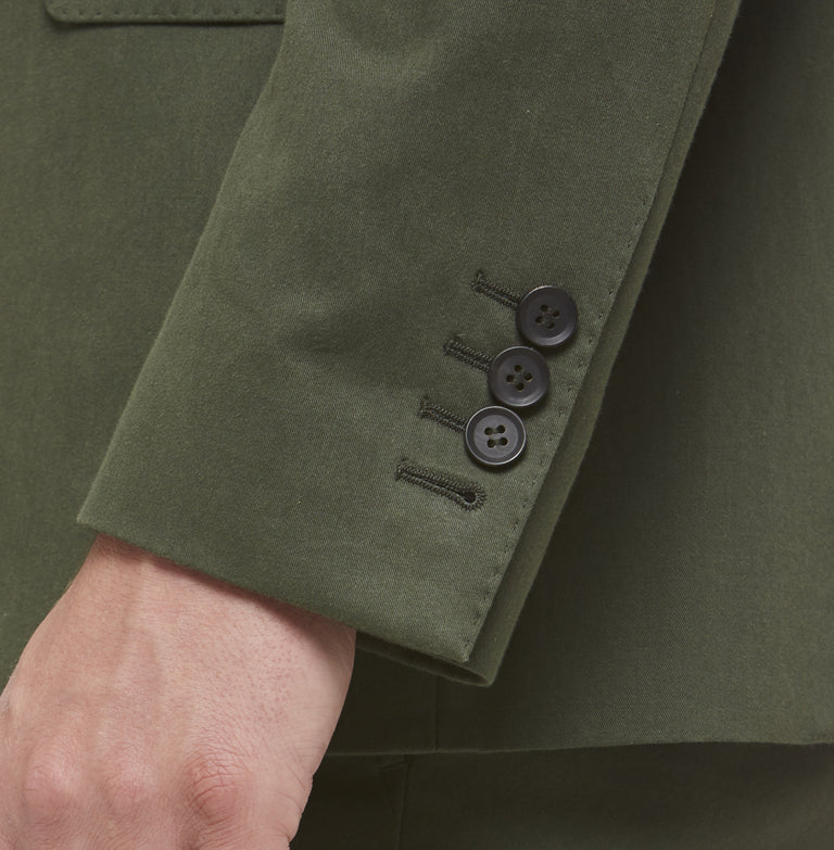 Green Cotton Notched Blazer
