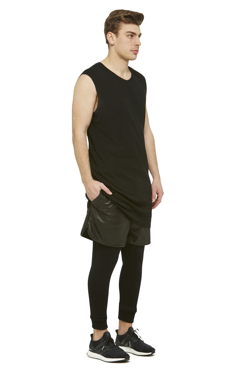 Black Leather Track Shorts