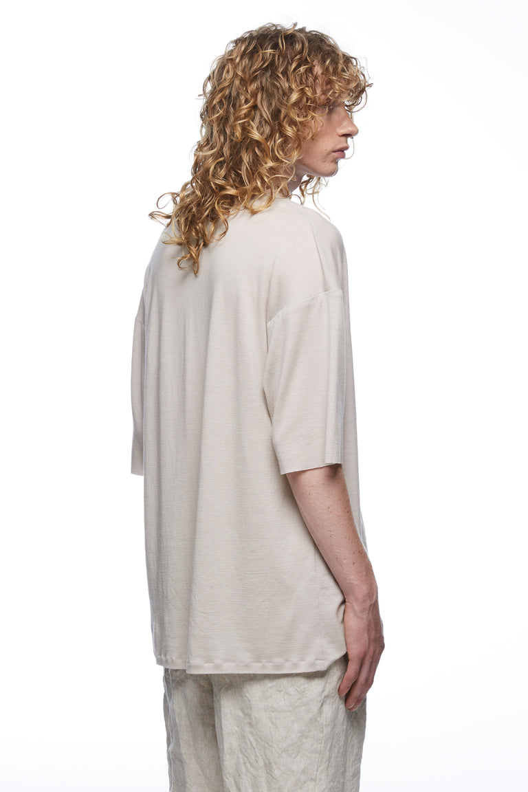 Mushroom Merino Drop Shoulder T-Shirt