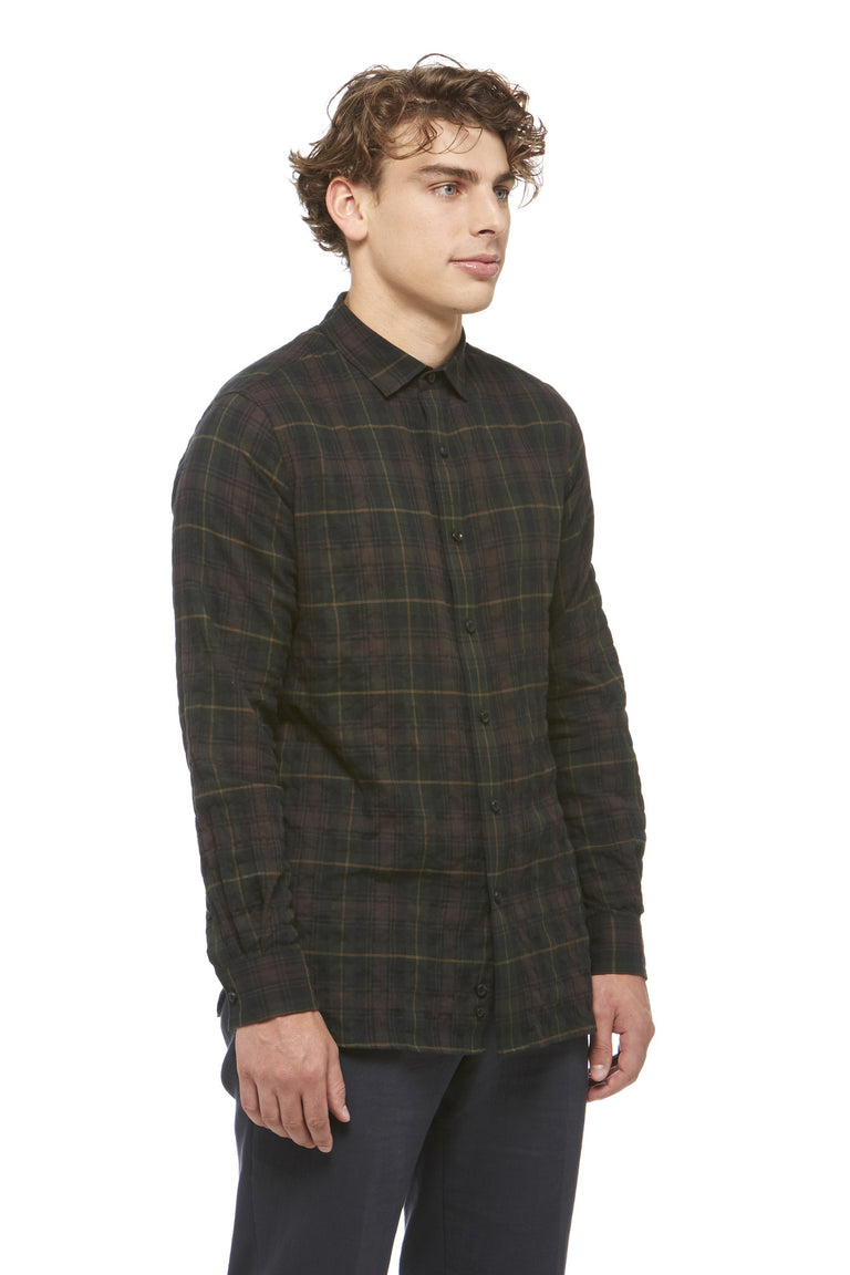 Green Cotton Plaid Shirt