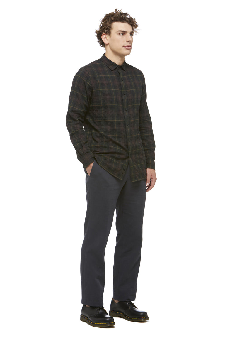 Green Cotton Plaid Shirt